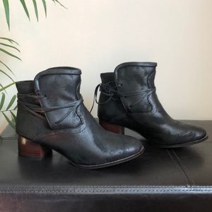 Black Distressed Leather Ankle Boots, New, size 7